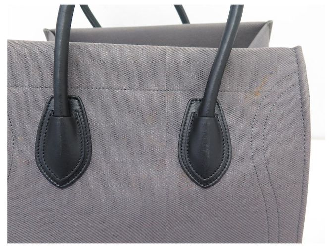 Céline BORSA CELINE LUGGAGE PHANTOM MEDIUM IN TELA GRIGIA E PELLE NERA TOTE BAG - vista 16