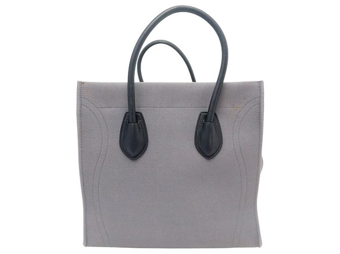 Céline BORSA CELINE LUGGAGE PHANTOM MEDIUM IN TELA GRIGIA E PELLE NERA TOTE BAG - vista 2