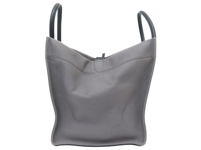 Céline BORSA CELINE LUGGAGE PHANTOM MEDIUM IN TELA GRIGIA E PELLE NERA TOTE BAG - vista 3