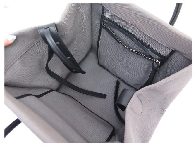 Céline BORSA CELINE LUGGAGE PHANTOM MEDIUM IN TELA GRIGIA E PELLE NERA TOTE BAG - vista 9