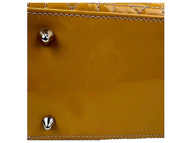 Borsa Lady Dior Cannage Medium in vernice giallo Christian Dior - vista 8