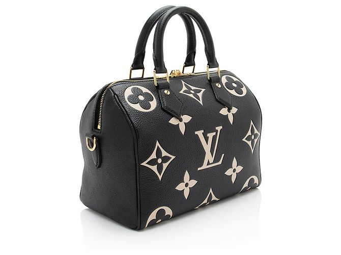 Louis Vuitton Giant Monogram Empreinte Bicolor Speedy Bandouliere 25 Borsa Marrone Beige - vista 2