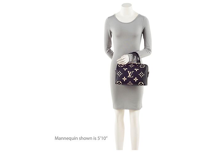 Louis Vuitton Giant Monogram Empreinte Bicolor Speedy Bandouliere 25 Borsa Marrone Beige - vista 5