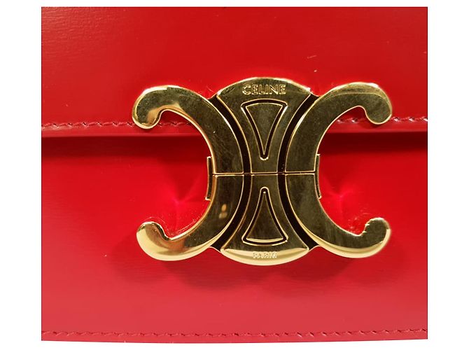 Céline Borsa Celine Classique Triomphe in pelle rossa Rosso - vista 6