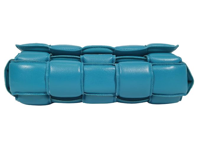 Borsa a tracolla Padded Cassette in pelle di agnello blu Bottega Veneta - vista 5