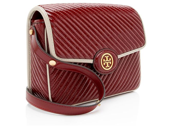 Tory Burch Robinson Schultertasche aus gestepptem Lackleder Rot - Ansicht 2