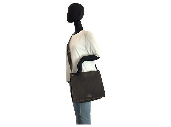 Borsa a Spalla Gucci GG Canvas Pochette Marrone - vista 7