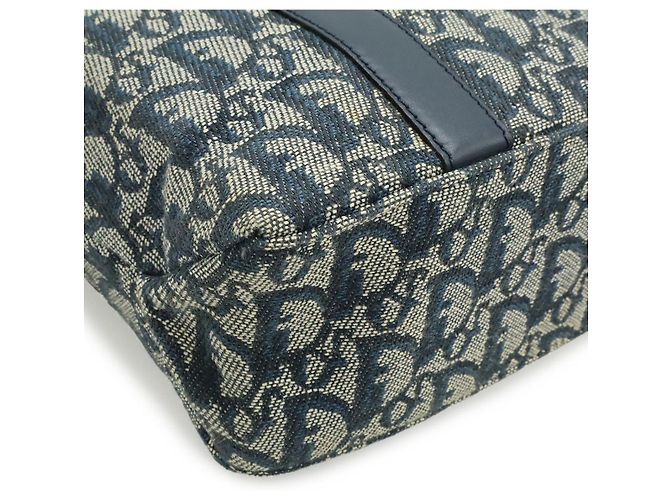 Borsa a mano in tela jacquard Dior Trotter e pelle Blu - vista 3