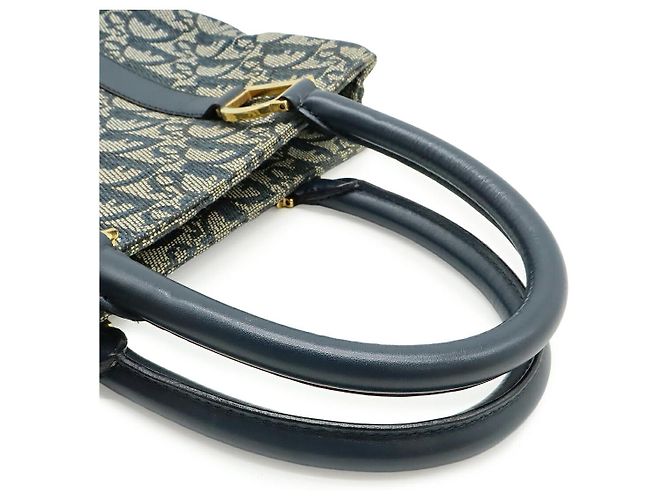 Borsa a mano in tela jacquard Dior Trotter e pelle Blu - vista 4