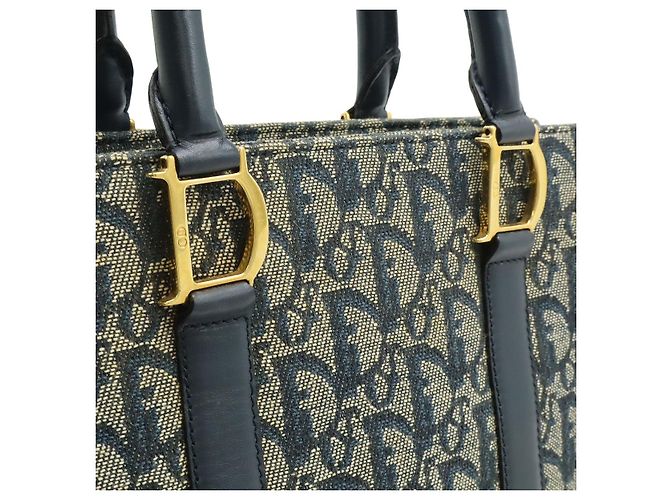Borsa a mano in tela jacquard Dior Trotter e pelle Blu - vista 7