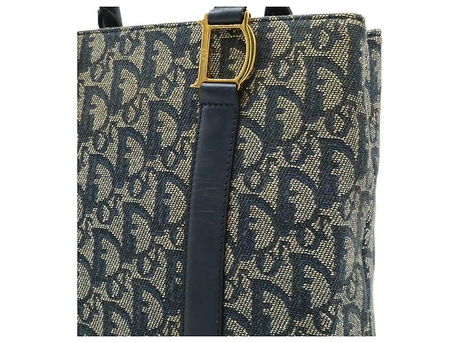 Borsa a mano in tela jacquard Dior Trotter e pelle Blu - vista 8