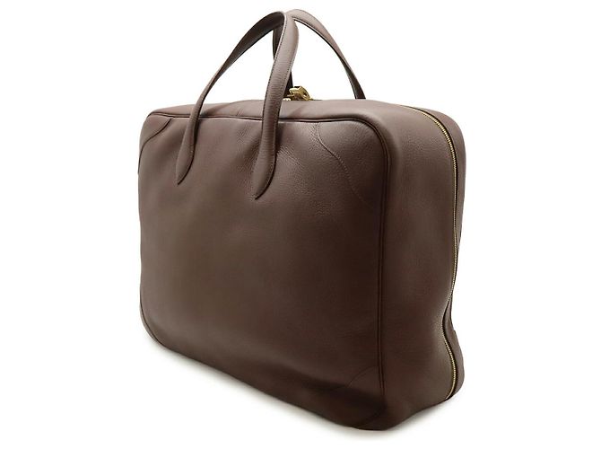 Hermès Bolsa Boston Hermes Victoria 50 em couro marrom - vista 2