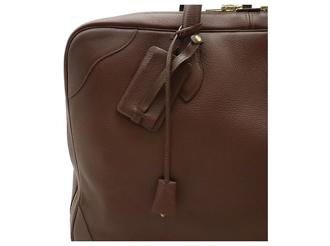 Hermès Bolsa Boston Hermes Victoria 50 em couro marrom - vista 7