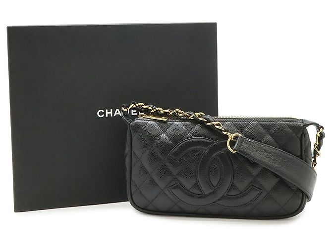 Borsa a tracolla Chanel Caviar Matelasse Chain Nero - vista 9