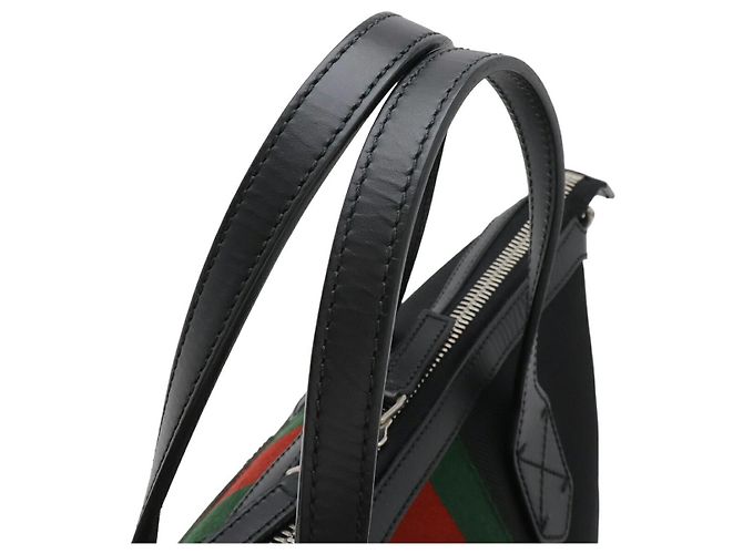 Gucci Nylon-Canvas-Leder-Tote-Bag Schwarz - Ansicht 5