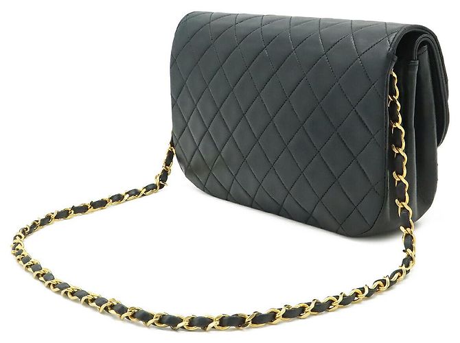 Borsa a Spalla Chanel Lambskin Matelasse Double Flap Nero - vista 2