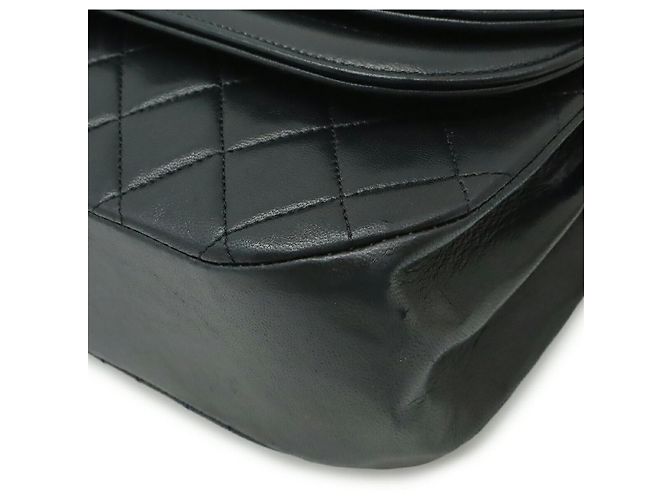 Borsa a Spalla Chanel Lambskin Matelasse Double Flap Nero - vista 3