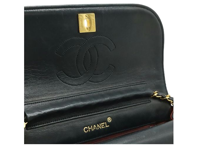 Borsa a Spalla Chanel Lambskin Matelasse Double Flap Nero - vista 6