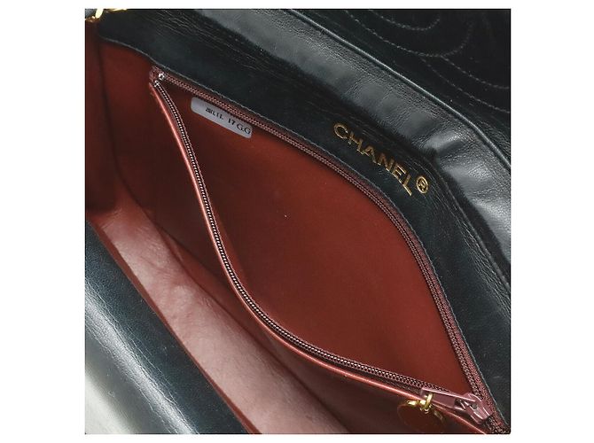 Borsa a Spalla Chanel Lambskin Matelasse Double Flap Nero - vista 7