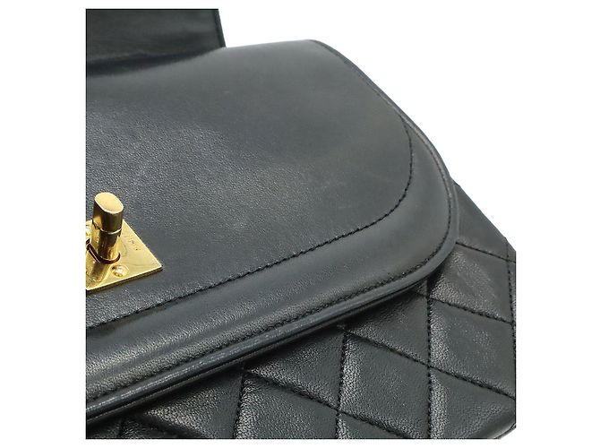 Borsa a Spalla Chanel Lambskin Matelasse Double Flap Nero - vista 8