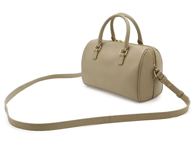 Mini borsa in pelle Yves Saint Laurent Marrone Beige - vista 2
