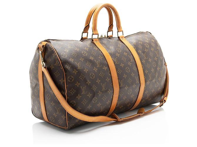 Louis Vuitton Vintage Monogram Canvas Keepall Bandouliere 50 Duffle Marrone - vista 2