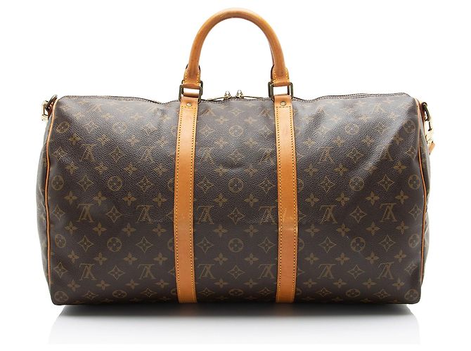 Louis Vuitton Vintage Monogram Canvas Keepall Bandouliere 50 Duffle Marrone - vista 3