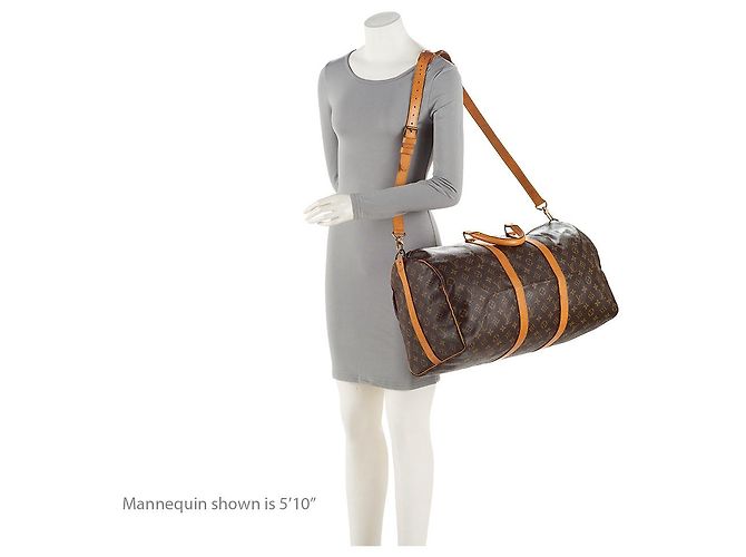 Louis Vuitton Vintage Monogram Canvas Keepall Bandouliere 50 Duffle Marrone - vista 5