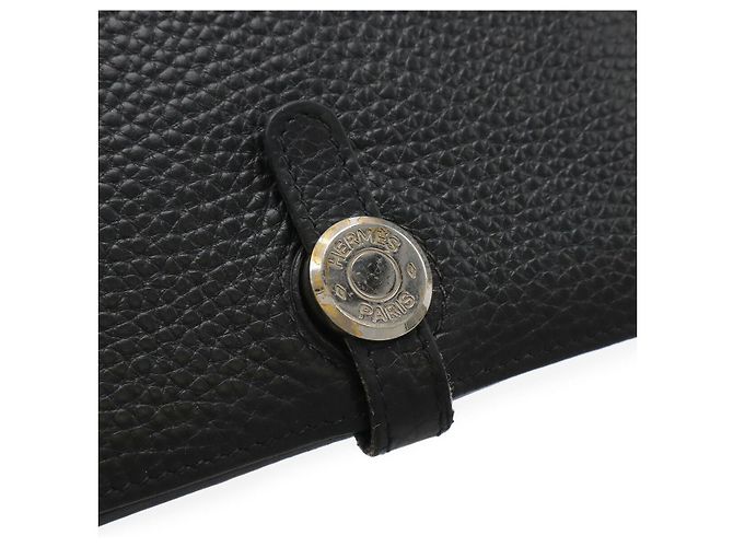 Hermès Portafoglio bifold Hermes Dogon Duo GM in pelle nera Nero - vista 4