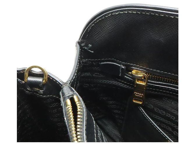Borsa 2WAY con logo triangolo in pelle Prada Nero - vista 6