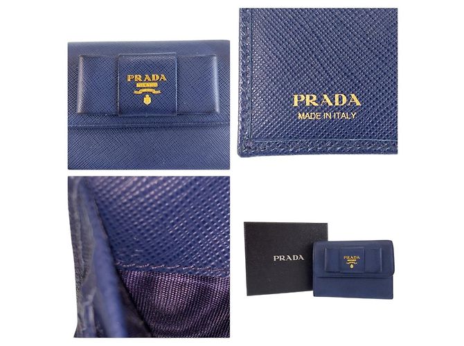 Ribbon Prada Leder Fiocco Band Compact Wallet Blau - Ansicht 3