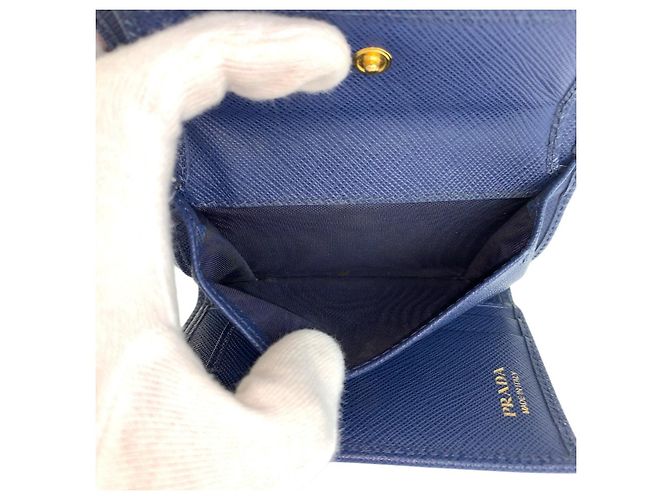 Ribbon Prada Leder Fiocco Band Compact Wallet Blau - Ansicht 6