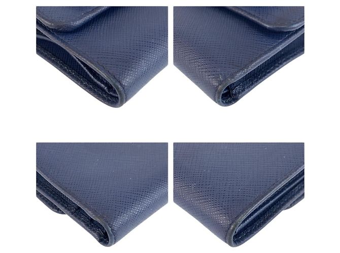 Ribbon Prada Leder Fiocco Band Compact Wallet Blau - Ansicht 7