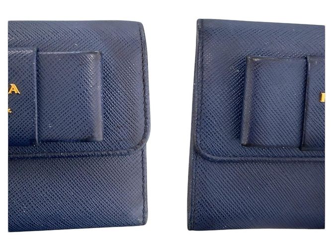 Ribbon Prada Leder Fiocco Band Compact Wallet Blau - Ansicht 9