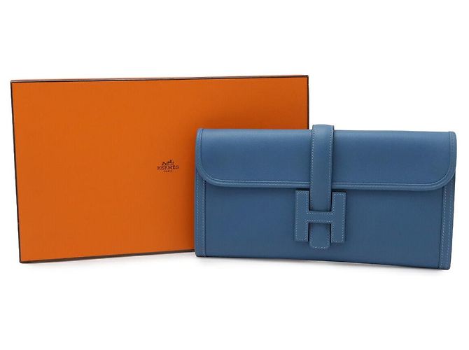 Hermès Clutch in pelle Hermes Jige Elan 29 Blu - vista 6