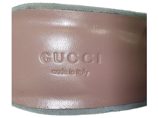 Sandali slingback Gucci con decorazioni in cristallo in scamosciato blu - vista 10