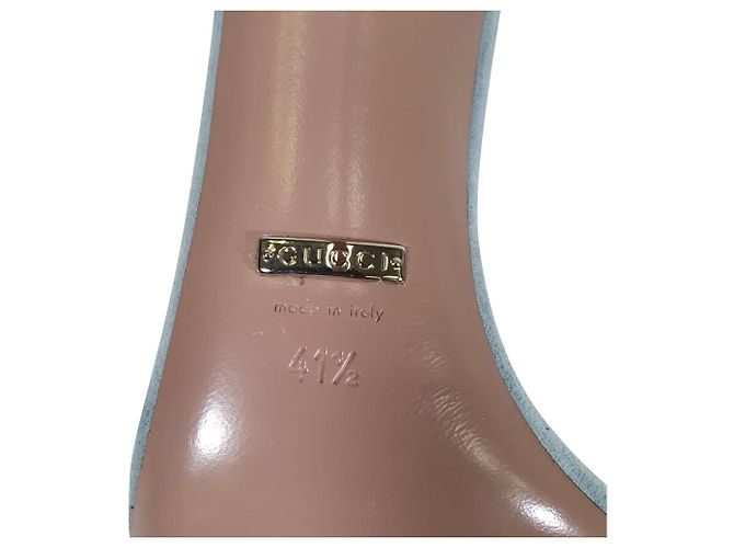 Sandali slingback Gucci con decorazioni in cristallo in scamosciato blu - vista 11