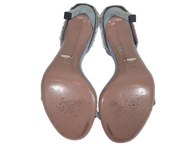 Sandali slingback Gucci con decorazioni in cristallo in scamosciato blu - vista 7
