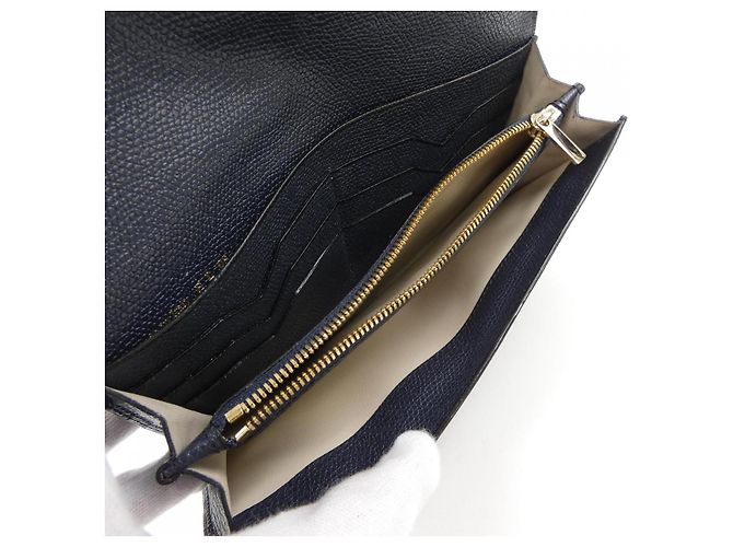 Valextra Leder-Langgeldbörse Blau Marineblau - Ansicht 5