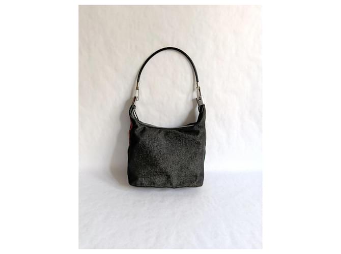 Gucci Borsa Hobo in Denim Blu con Banda Web Rosso Verde - vista 2