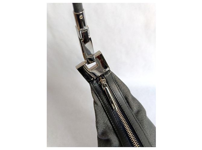 Gucci Borsa Hobo in Denim Blu con Banda Web Rosso Verde - vista 6