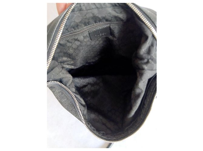 Gucci Borsa Hobo in Denim Blu con Banda Web Rosso Verde - vista 9