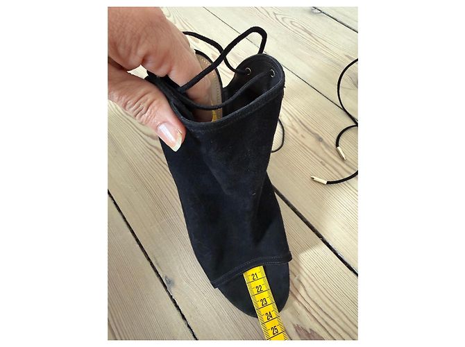 Aquazzura Stivaletti con lacci in scamosciato nero - vista 11