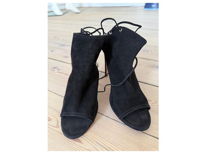 Aquazzura Stivaletti con lacci in scamosciato nero - vista 2