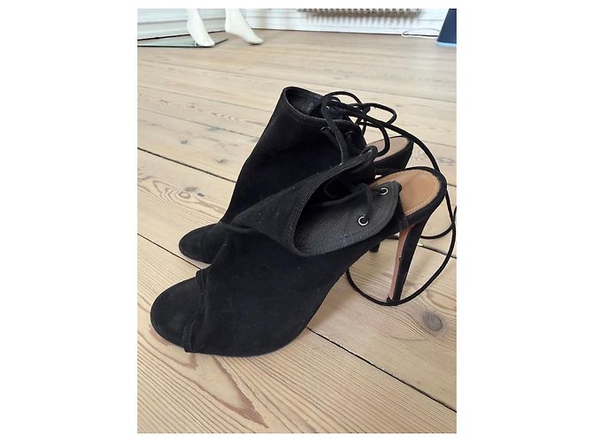 Aquazzura Stivaletti con lacci in scamosciato nero - vista 3