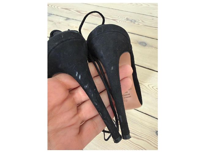 Aquazzura Stivaletti con lacci in scamosciato nero - vista 4