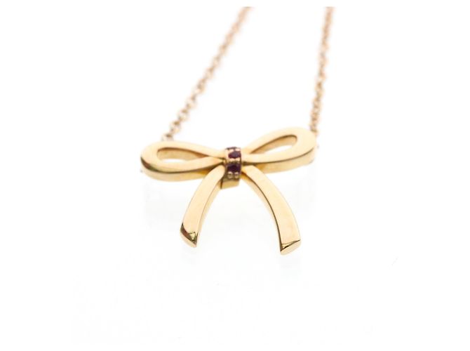 Tiffany & Co Collana Tiffany Bow Ribbon in oro rosa con rubino D'oro - vista 4