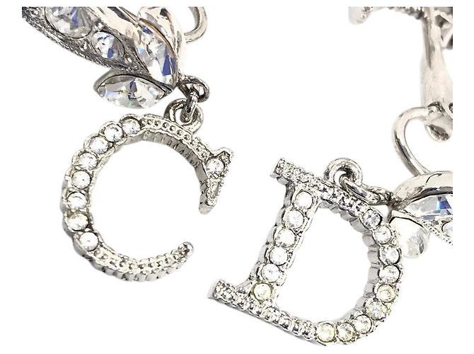 Orecchini a clip Christian Dior CD Logo strass argento - vista 4