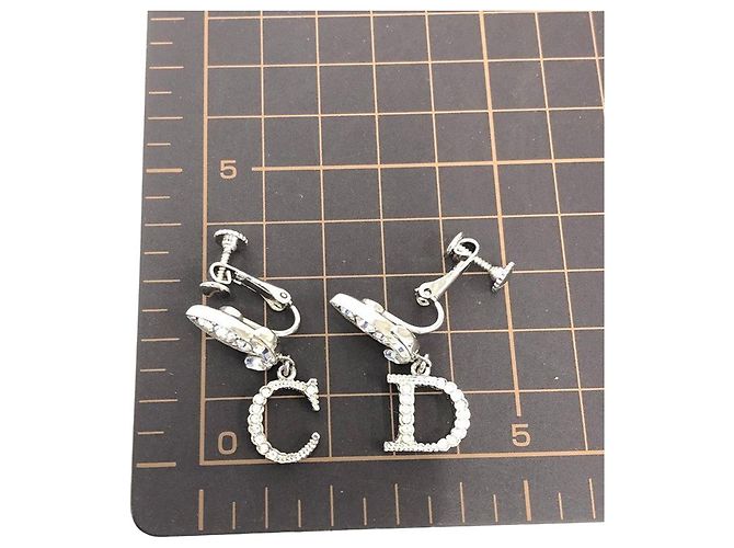 Orecchini a clip Christian Dior CD Logo strass argento - vista 5
