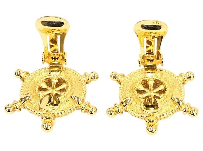 Orecchini a clip Christian Dior Nautical Timone Oro e Strass D'oro - vista 4